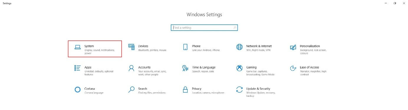 « Paramètres Windows » dans Windows 10