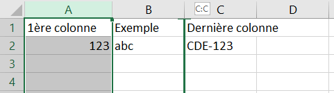 Excel : affichage du nouvel emplacement de colonne Excel : affichage du nouvel emplacement de colonne