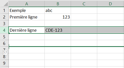 Excel : sélection de l’emplacement cible de la ligne Excel : sélection de l’emplacement cible de la ligne