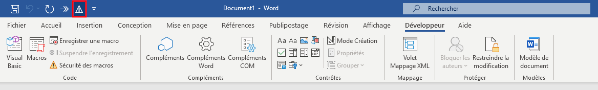 Microsoft Word 365: barre d’accès rapide 