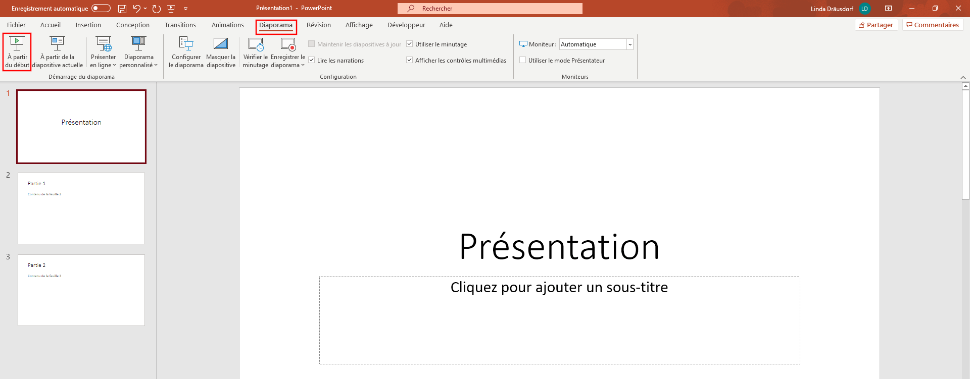 PowerPoint : lancer le diaporama