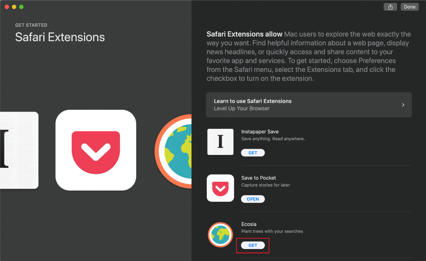 L'App Store répertorie tous les modules complémentaires disponibles pour Safari