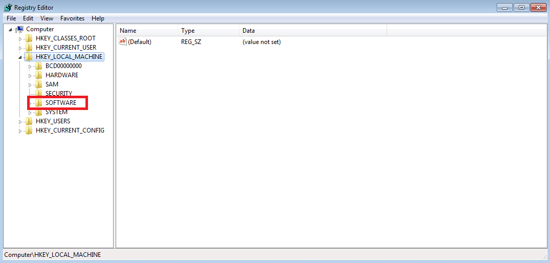 Dossier Software dans l’éditeur de registre Windows