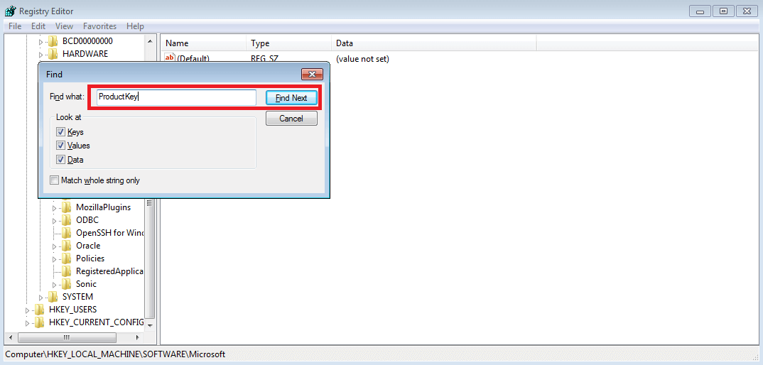 Éditeur de registre Windows avec la fonctionnalité de recherche ouverte