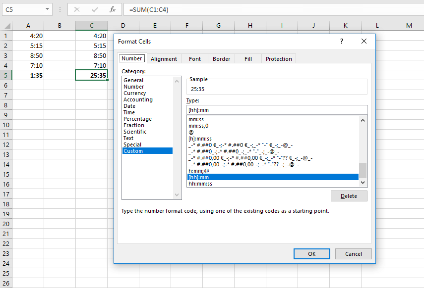 Type de format défini par l’utilisateur dans Excel