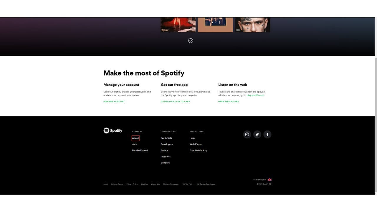 Supprimer un compte Spotify : page récapitulative du compte