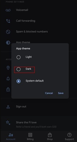 Activer le mode sombre sur des appareils Android