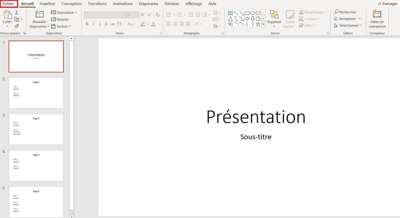 Enregistrer un PowerPoint en PDF, étape 1