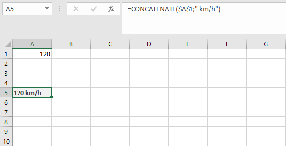 Fonction Excel CONCATENER avec référence de cellule et texte