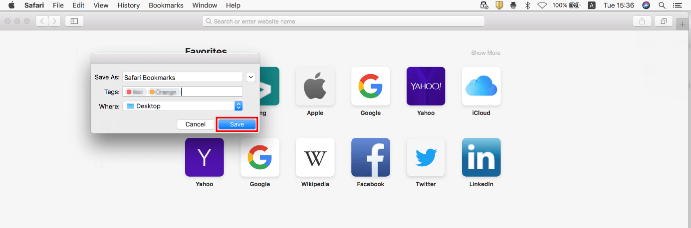 Exporter les favoris de Safari dans macOS