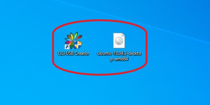 Fichier ISO Ubuntu et LinuxLive USB Creator sur le bureau