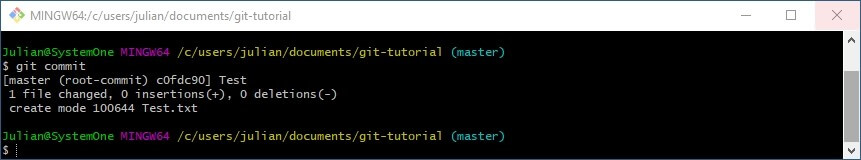 Tutoriel Git : résultat Git Bash après la commande « git commit »