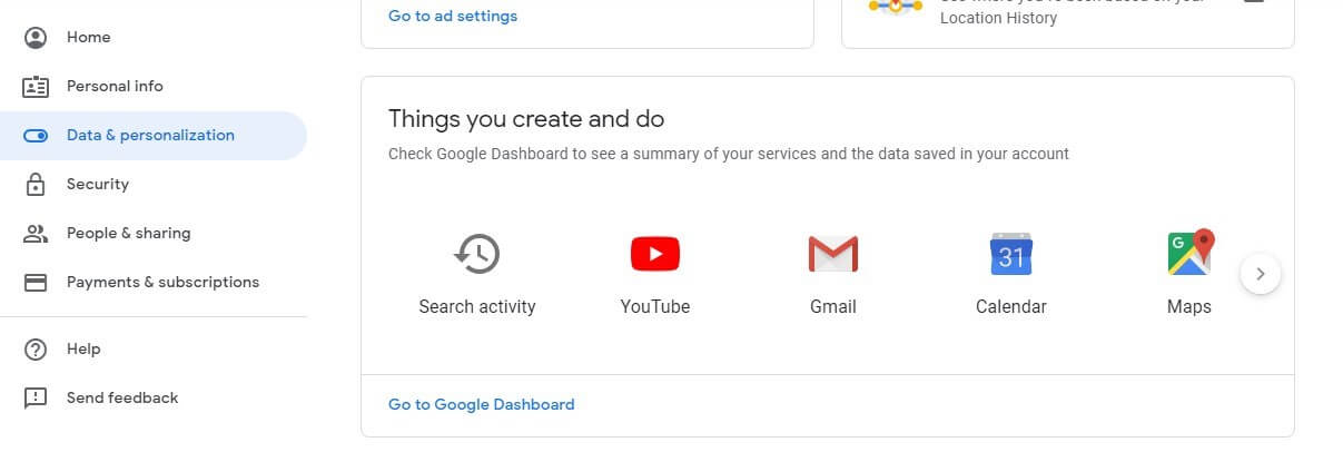 Menu où vous pouvez sélectionner votre service Gmail