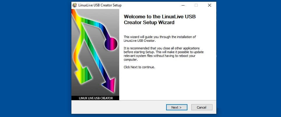 Assistant d’installation de LinuxLive USB Creator