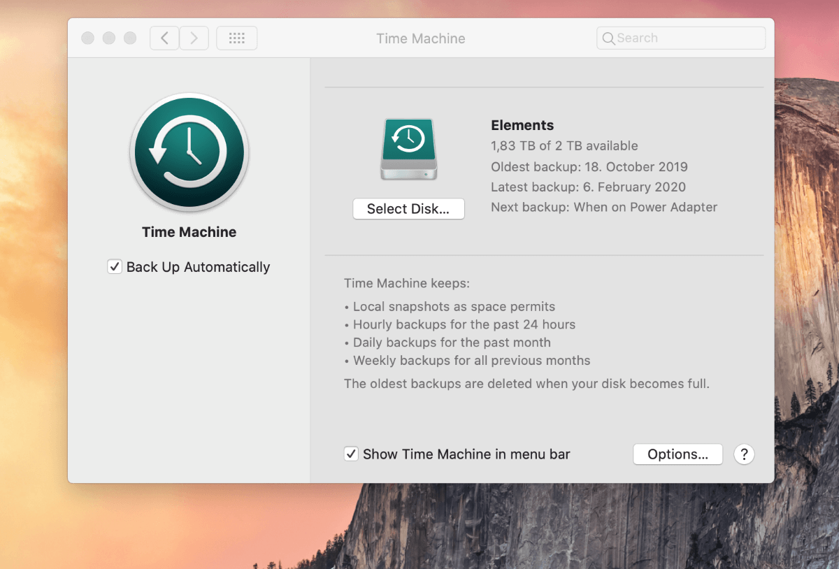 macOS : configuration de Time Machine