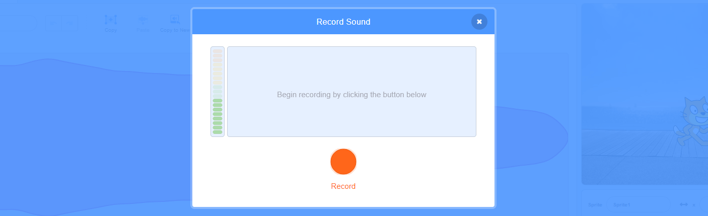 Menu pour enregistrer des sons avec Scratch