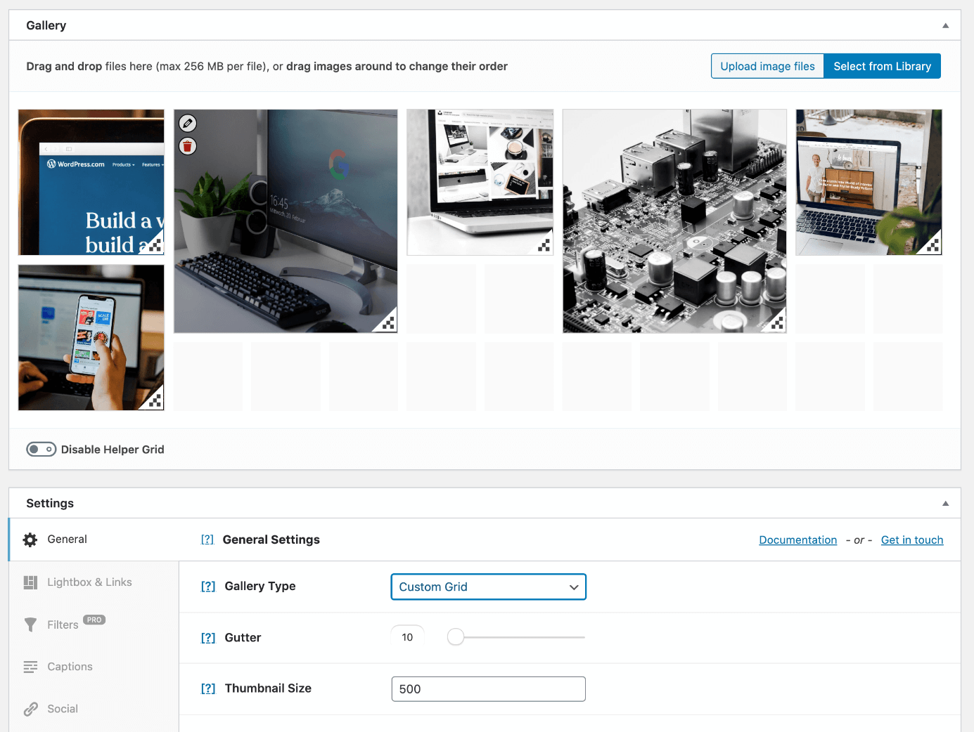 Le type de galerie « Custom Grid » vous permet d’adapter individuellement les dimensions des images