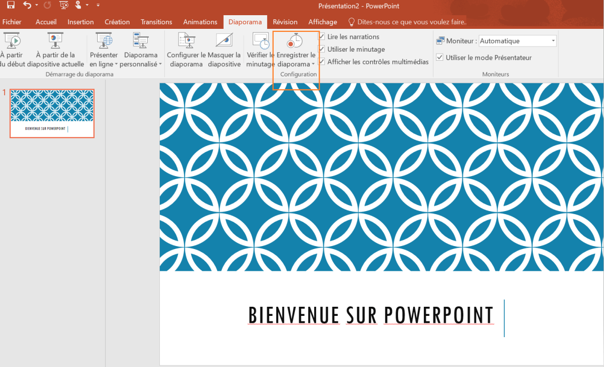PowerPoint 2016 : onglet Diaporama