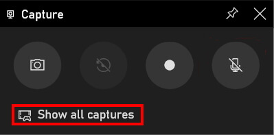 Capture vidéo d’écran dans Windows 10 : bouton « Afficher toutes les captures »