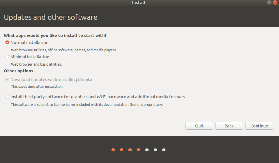 Sélection du type d’installation pendant l’installation d’Ubuntu