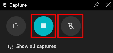 Bouton permettant d’arrêter la capture vidéo d’écran dans Windows 10
