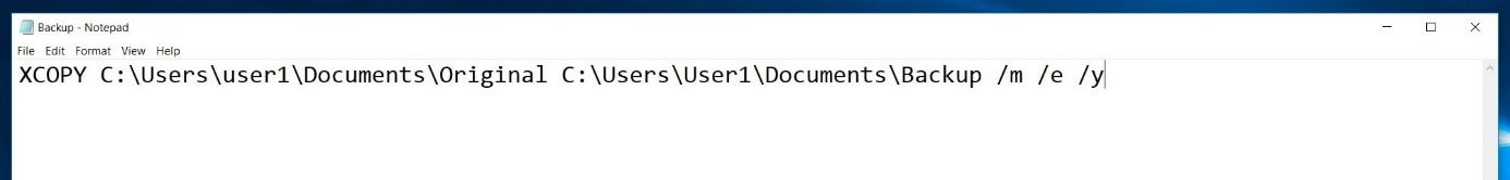 Éditeur Windows : script batch à fonction de sauvegarde