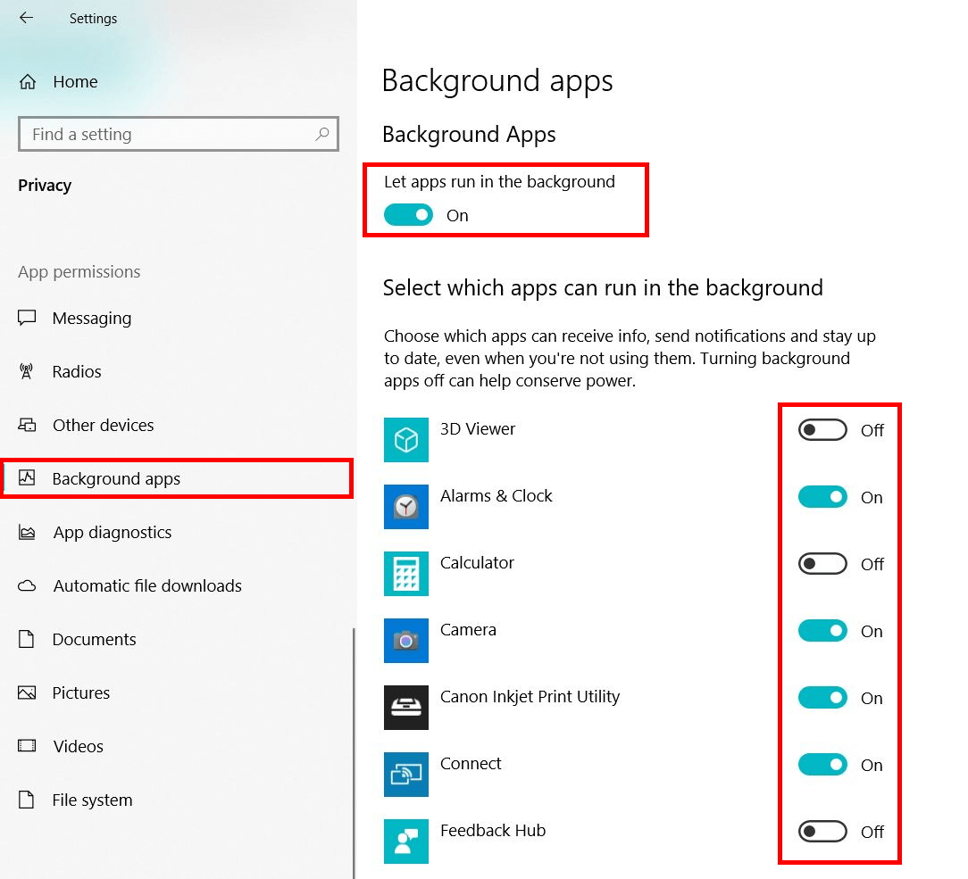 Accélérer Windows 10 : applications en arrière-plan