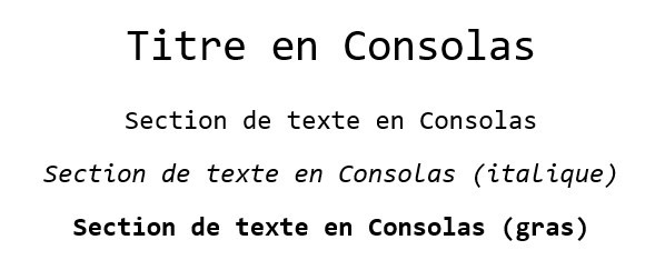 Exemples de texte pour Consolas