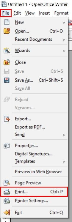 OpenOffice Writer : imprimer