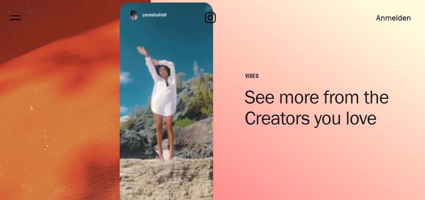 Capture d’écran de la page Vidéo Instagram sur le site Web d’Instagram