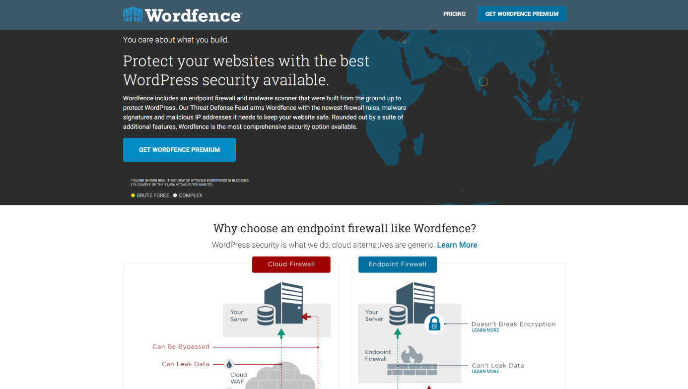 Capture d’écran du site Internet du plugin WordPress Wordfence