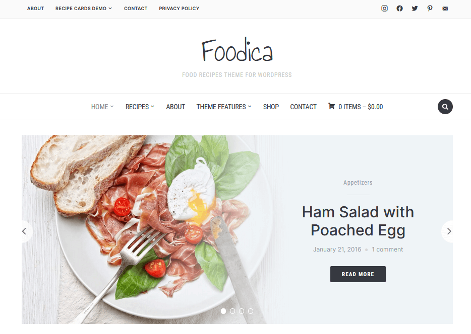 Le template Wordpress Foodica de WPZOOM