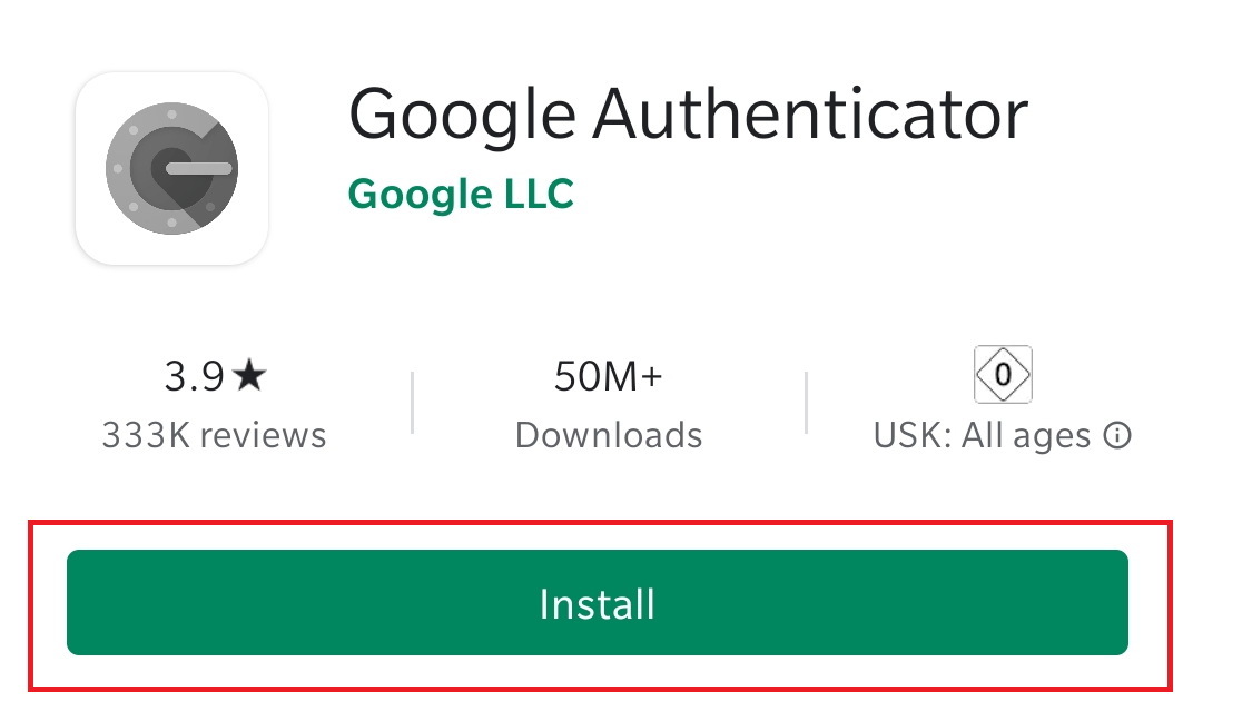 L’application Google Authenticator dans le Play Store