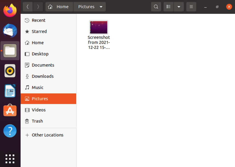 Image d’un dossier avec un screenshot dans Ubuntu