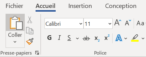 Onglet Fichier dans Word Onglet Fichier dans Word