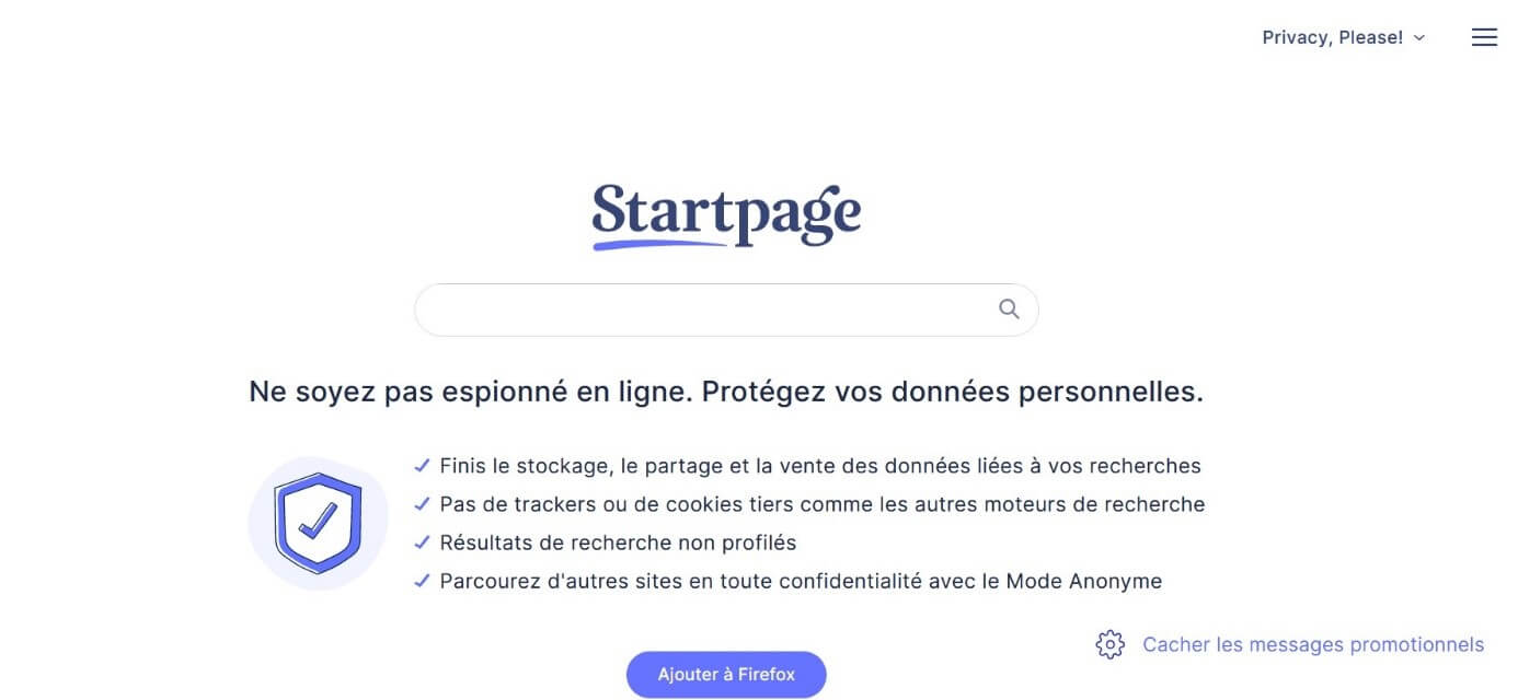 Page d’accueil de Startpage
