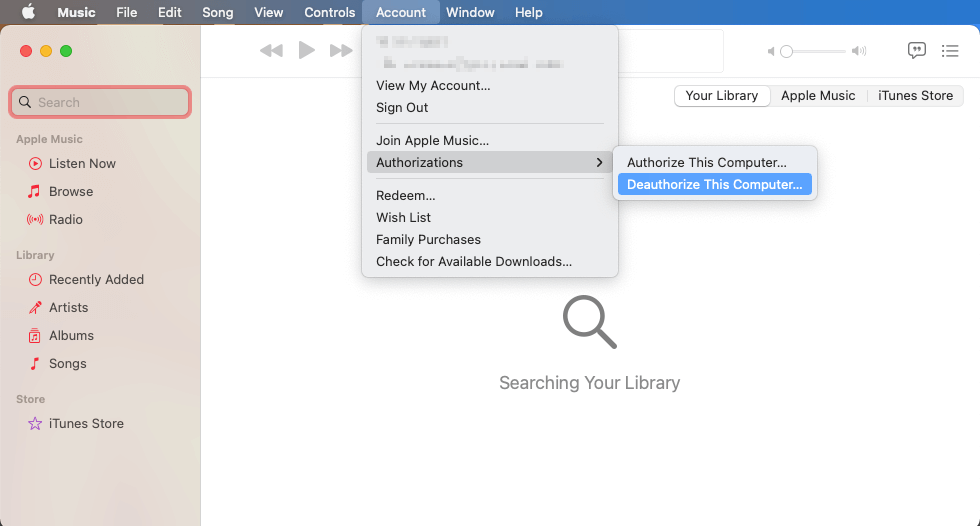 Barre de menu dans l’application iTunes.