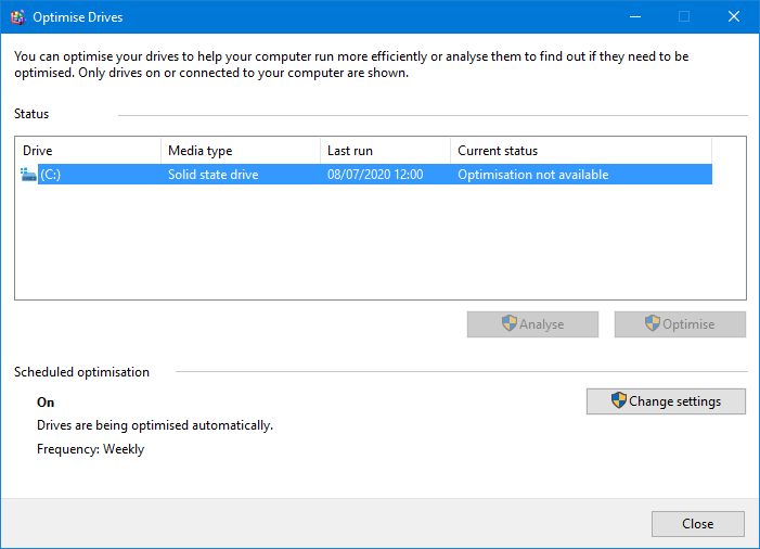 « Défragmenter et optimiser les lecteurs » sous Windows 10