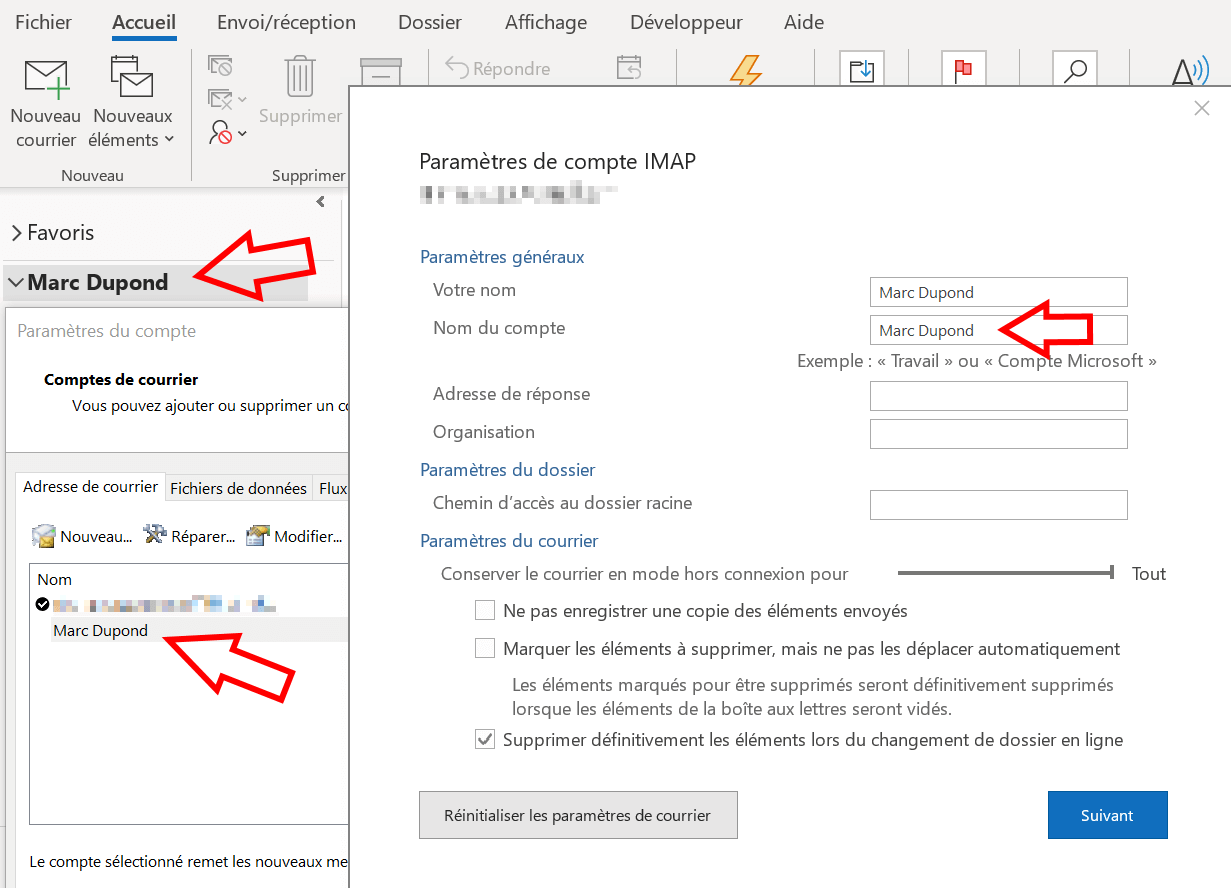 Changer l’expéditeur dans Outlook : modifier le nom des comptes 