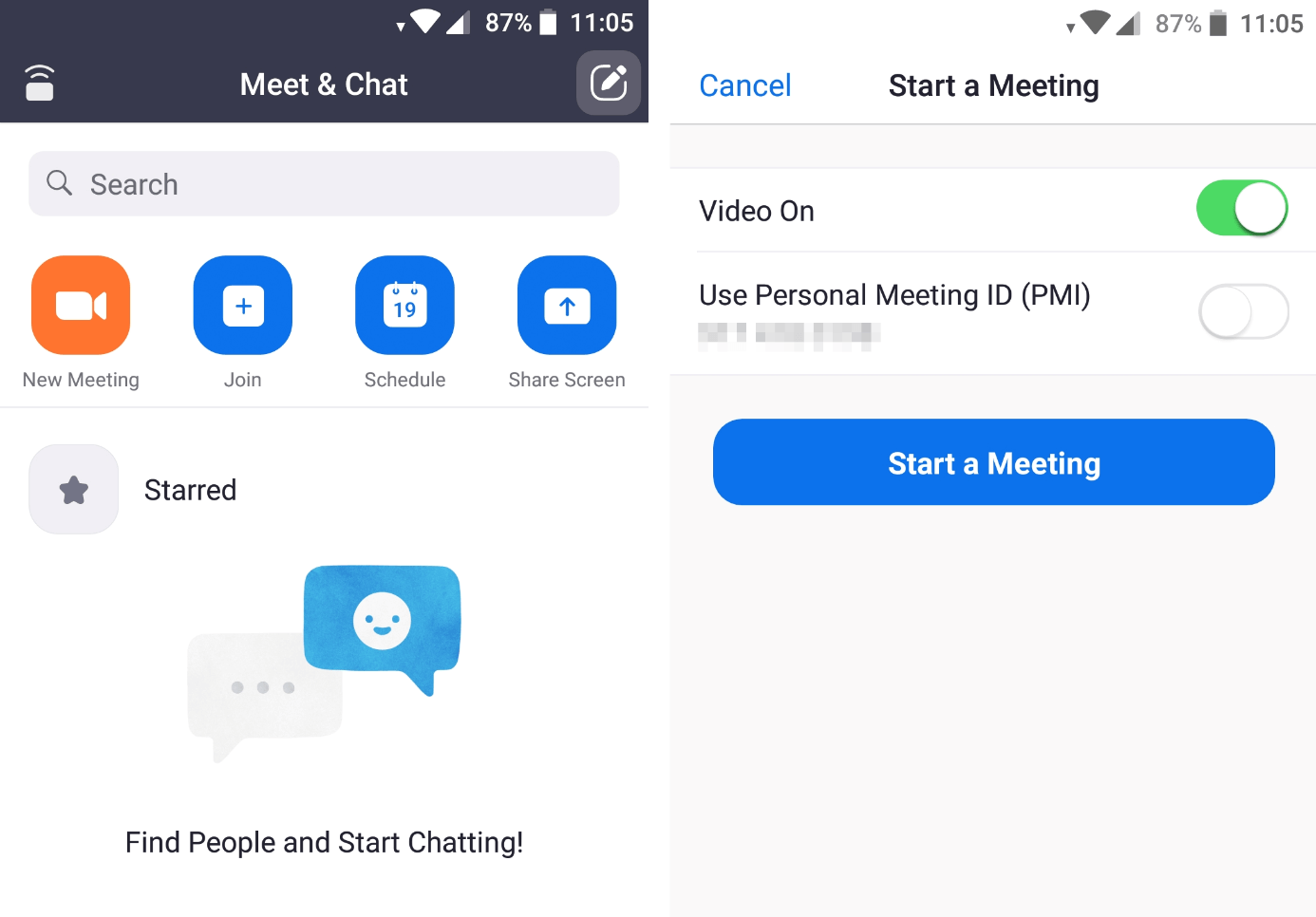 Créer une réunion Zoom sur l’app Zoom pour Android