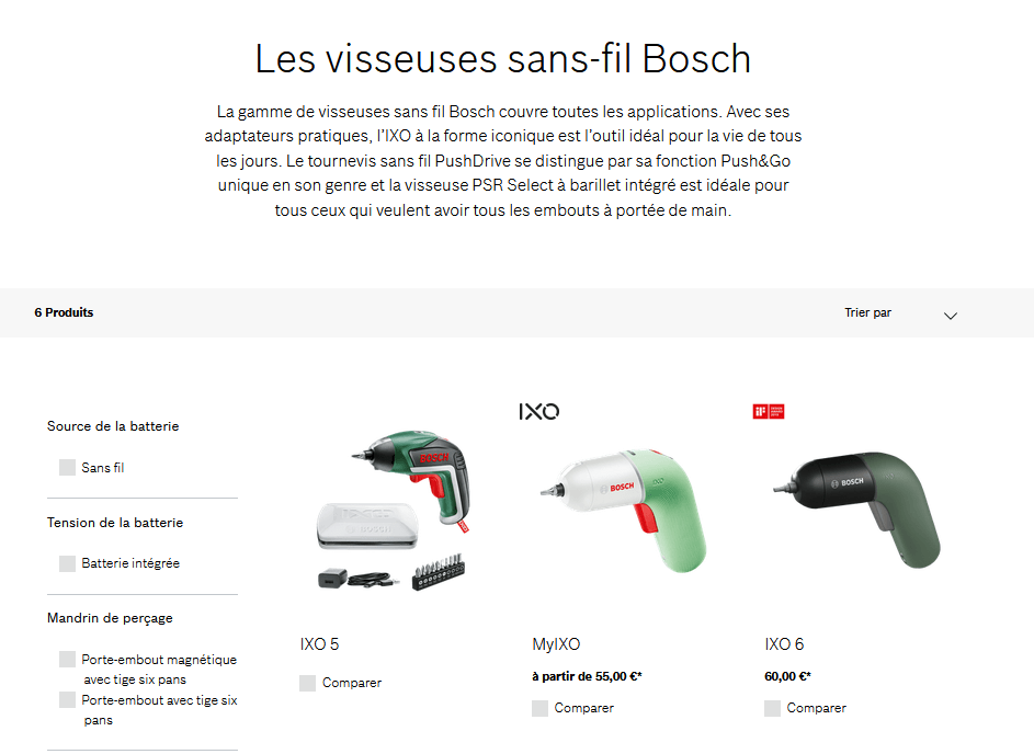 Visseuse sans fil IXO dans la boutique en ligne de Bosch