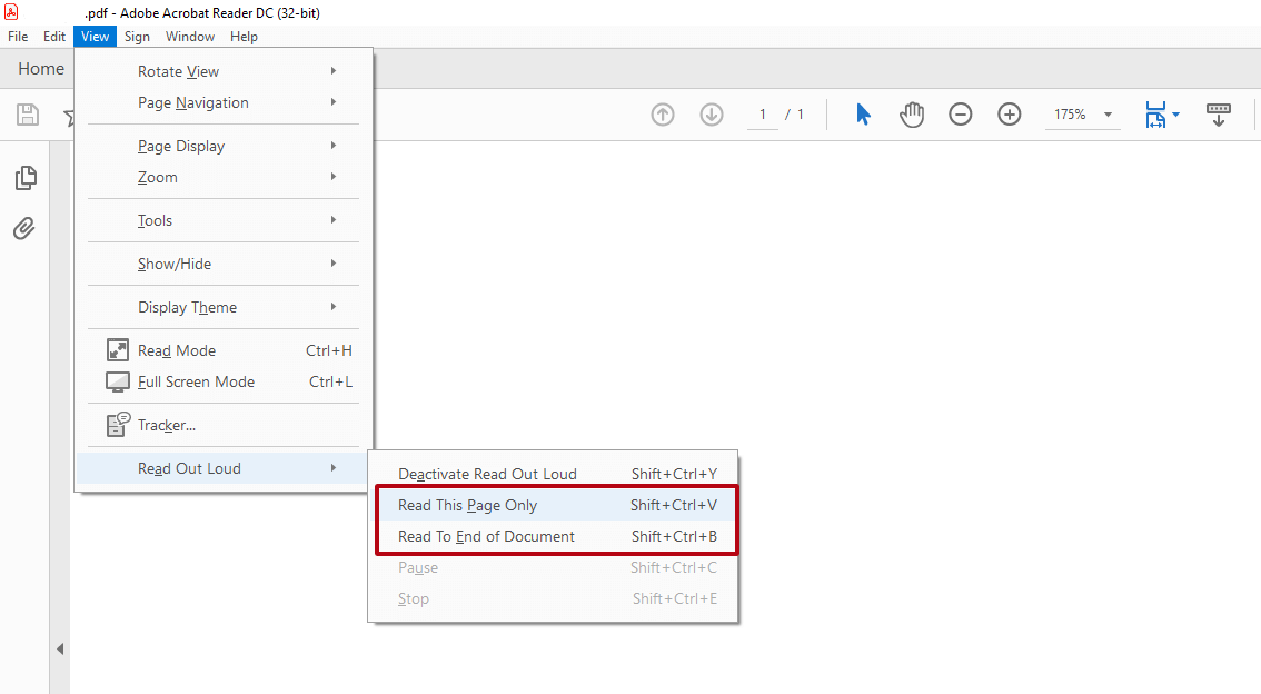 Adobe Acrobat Reader : options supplémentaires « Lire cette page seulement » et « Lire jusqu’à la fin du document »