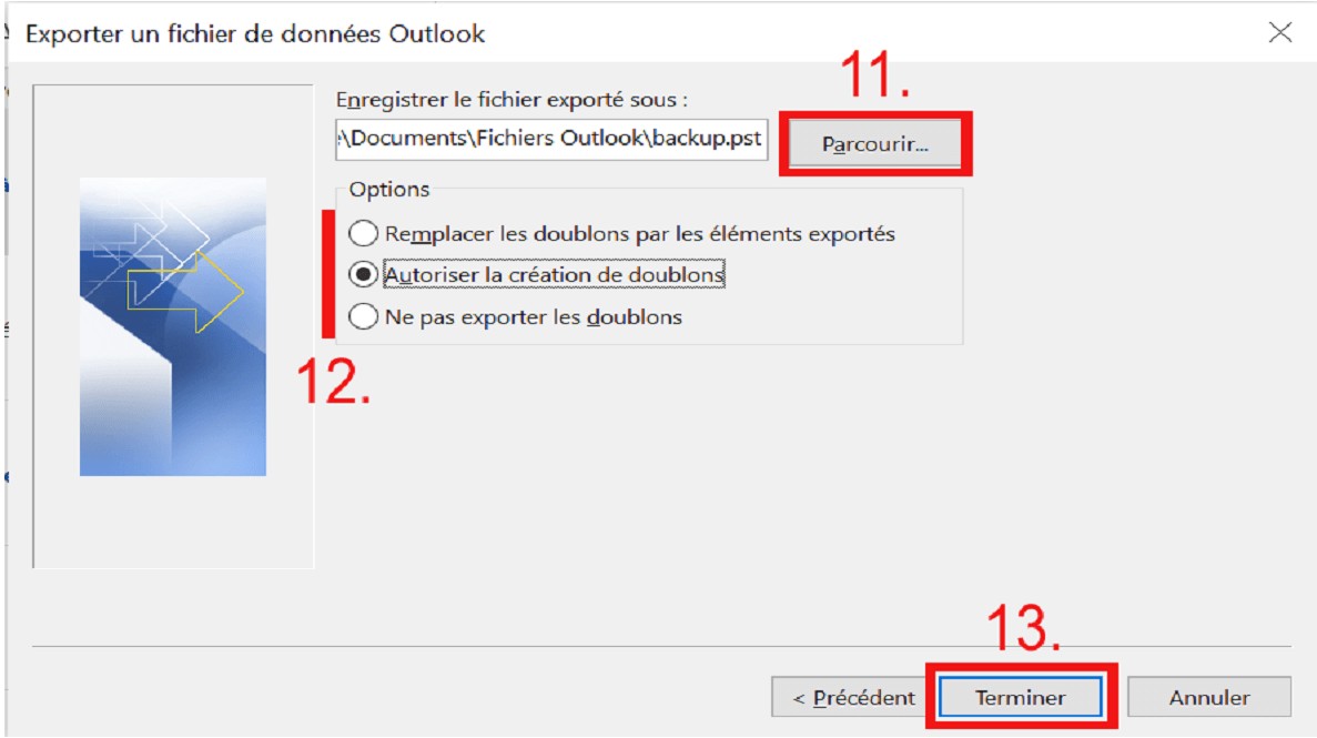 Assistant d’importation et exportation : choix de la localisation du fichier Assistant d’importation et exportation : choix de la localisation du fichier
