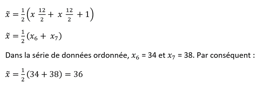 Calcul de médiane : exemple avec un nombre pair de valeurs
