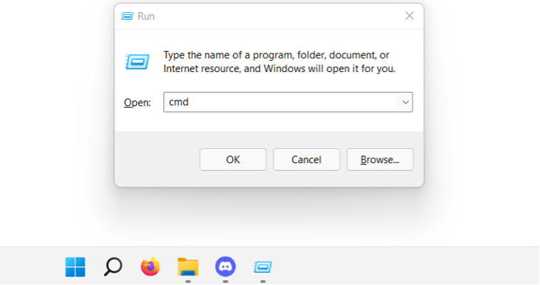 Windows 11 : ouvrir « cmd » via « Exécuter »