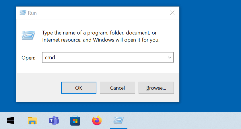 Windows 10 : ouvrir CMD via « Exécuter »