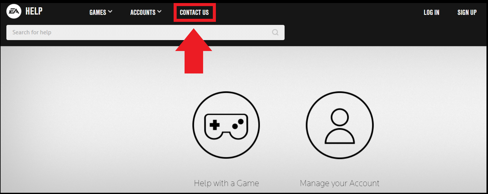 Les utilisateurs peuvent accéder au support EA via le bouton de contact sur la page d’aide EA