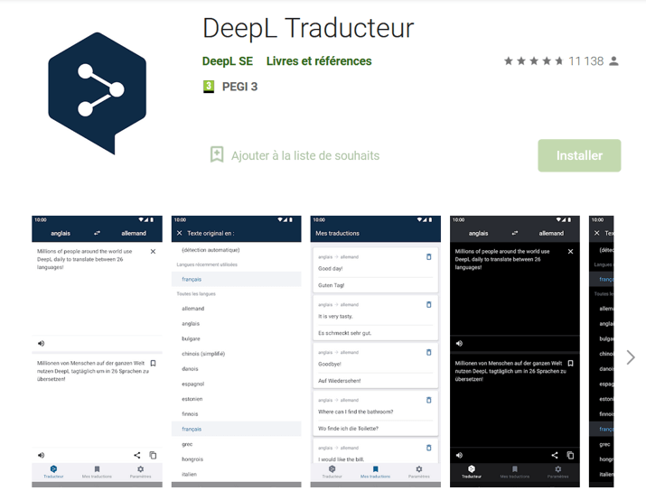 DeepL sur Google Play Store