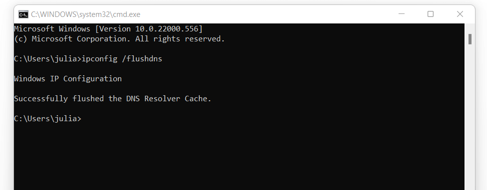 DNS Flush avec la commande « ipconfig /flushdns » sur Windows 11