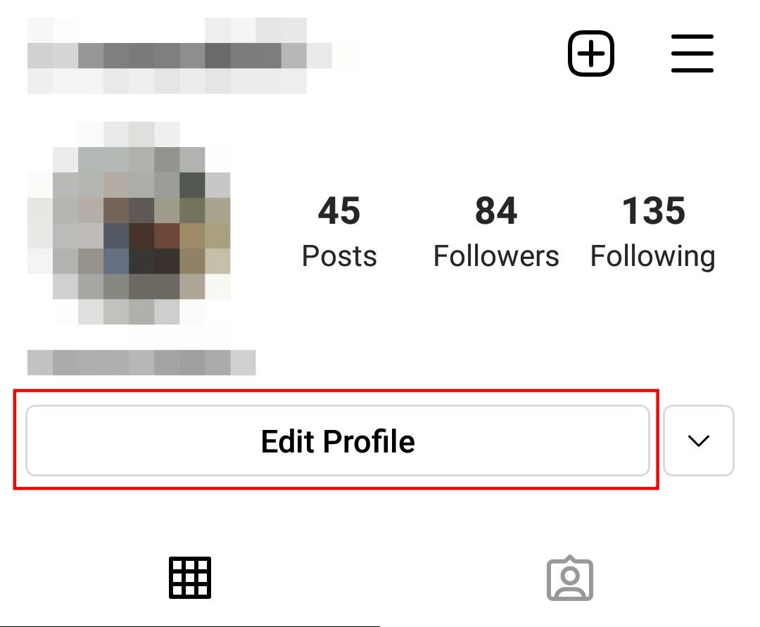 Profil Instagram : bouton « Modifier profil »